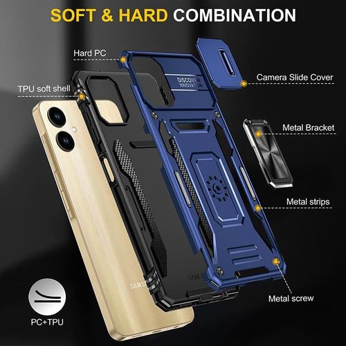 Casebuy Phone Case, Compatible With Galaxy A05 Phone, Slide Window Lens Protection with Magnetic Stand Ring - Blue - image 4