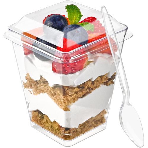Generic 50pcs 5oz plastic dessert cups with lids and spoons, pudding cups with lids mini dessert cups - image 2