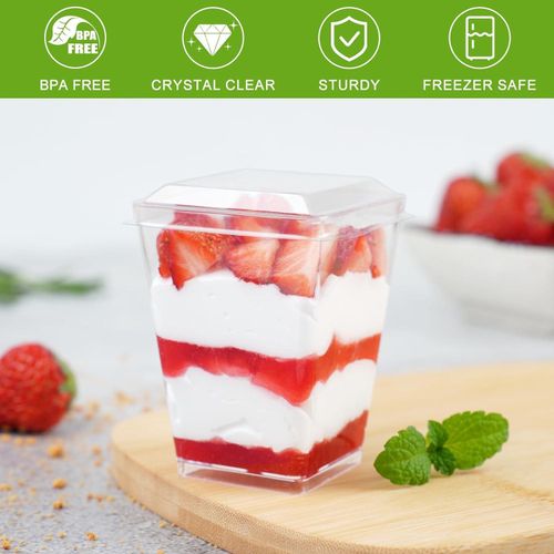 Generic 50pcs 5oz plastic dessert cups with lids and spoons, pudding cups with lids mini dessert cups - image 6