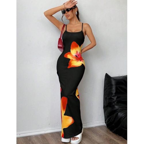 product_image_name-Fashion-Women Printed Floral Sexy Maxi Bodycon Dress Party Evening Black Dress-1