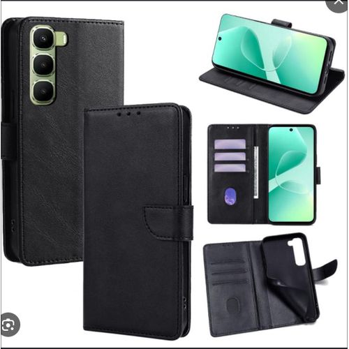Generic Leather Flip Case for Infinix Hot 60 - Black