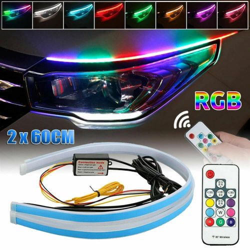 Generic Car Headlight LED Daytime Running Light Strips with Remote Control – 2 x 60 cm