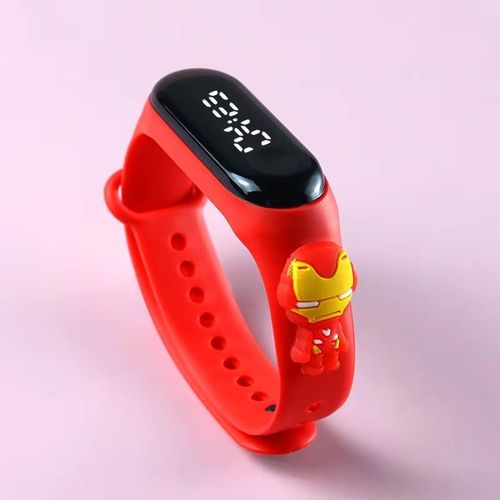 product_image_name-Fashion-Children's Electronic Watch Student LED Cartoon Wristband Iron Man - Red-1