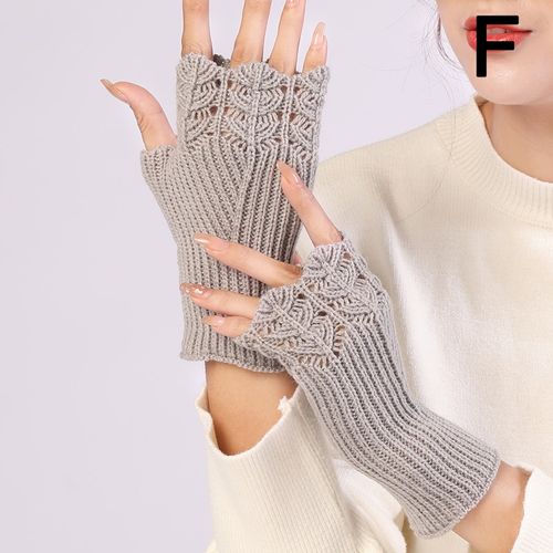 Shop Generic Women Winter Fingerless Gloves Warm Soft Wool Knitted Mittens  Elegant Wrist Arm Hand Half Finger Elastic Short Gloves Guantes F Online