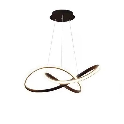 product_image_name-Generic-500mm Modern Curved 3-Color Dimmable 40W LED Chandelier Ceiling Lamp for Living Room Bedroom with Adjustable Hanging Height - Black -1