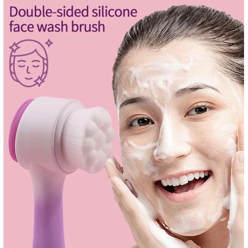 Generic Double-Sided Facial Cleansing Brush – Deep Cleaning Face Brush with Gradient Gold Metallic Handle - image 4