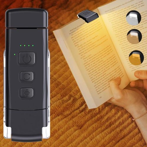 Generic Reading Light Clip-on LED Book Light USB R echargeable for Reading at Night - Black - image 3