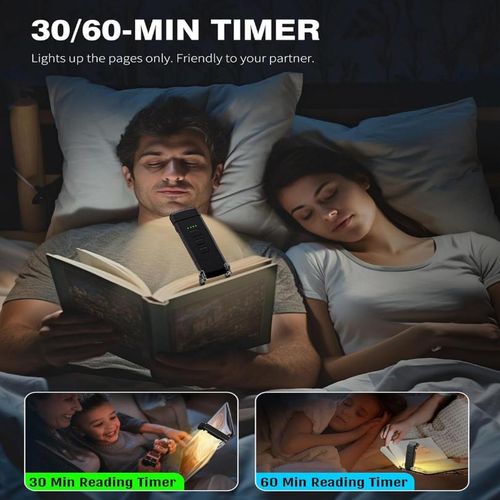Generic Reading Light Clip-on LED Book Light USB R echargeable for Reading at Night - Black - image 7