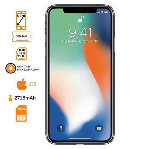 Shop Apple iPhone X - 5.8'' - 256GB HDD - 3GB RAM - 12MP Rear/7MP