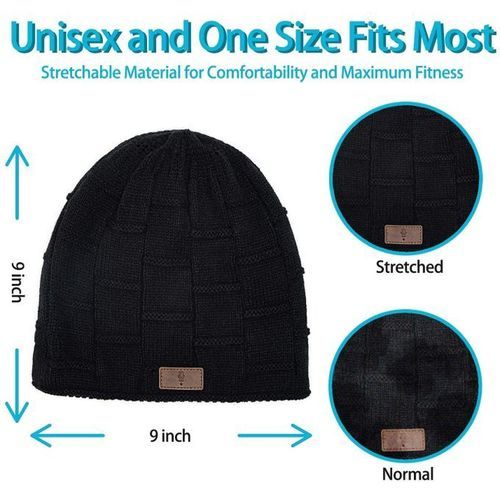 Generic Winter Wireless Knitted Running Hat with Speaker - Black - image 8