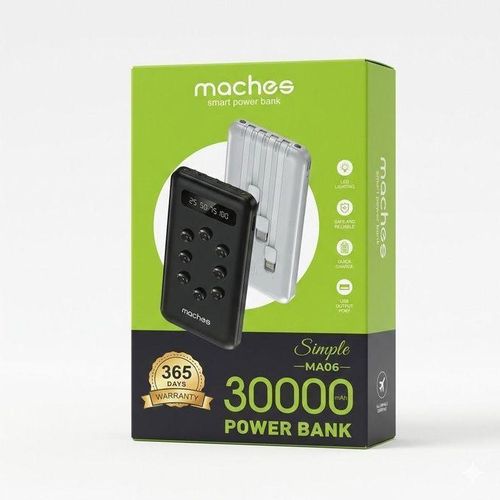 product_image_name-Generic-Maches 30,000mAh Ultra-High Capacity Power Bank - Simple MA06 Fast Charging Portable Battery-1