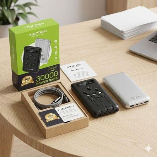 product_image_name-Generic-Maches 30,000mAh Ultra-High Capacity Power Bank - Simple MA06 Fast Charging Portable Battery-2