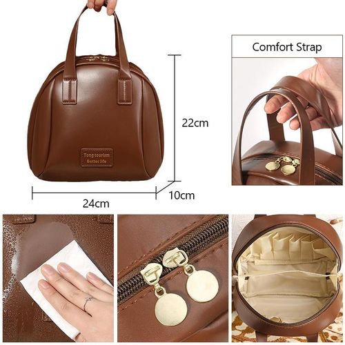 product_image_name-STY-Ladies Top-handle Bag brown Handbag PU Synthetic Leather Bag Waterproof Small Bag-6