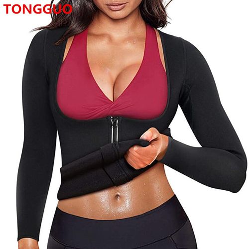 Shop Generic Women Sauna Suit Waist Trainer Neoprene Shirts for Sport Workout  Corset Heat Body Slimming Long Sleeve Sweat Shirt Tops Online