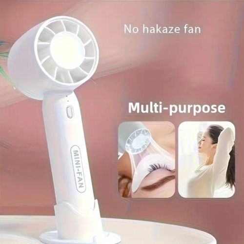 product_image_name-Generic-Portable Mini Handheld Bridal Fan With Stand - USB Rechargeable Cooling Fan - Color: Pink-3