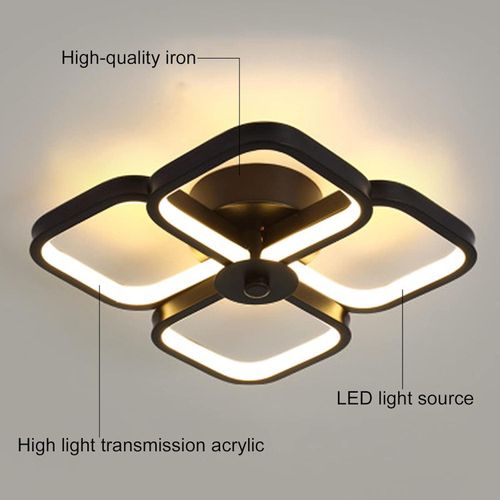 SIKITUT Modern LED Flower Ceiling Light 3-Color Dimmable for Corridors Bedrooms Black - image 2