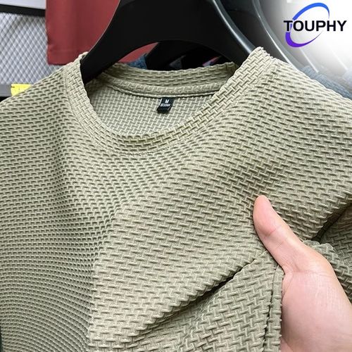 product_image_name-TOUPHY-T-Shirts Cotton Men's Short Sleeve - Beige-1