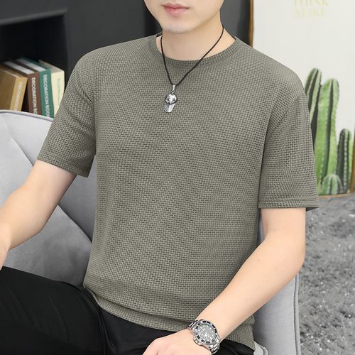 product_image_name-TOUPHY-T-Shirts Cotton Men's Short Sleeve - Beige-3