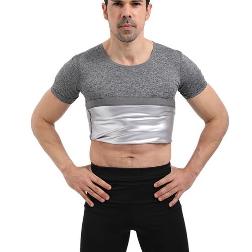 Shop Generic Men Sauna Suit Heat Trapping Shapewear Sweat Body Shaper Vest  Slimmer Belly Compression Thermal Top Fitness Workout Shirt(#T shirt 1)  Online