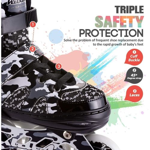 Generic Adjustable inline skates for children, skates with illuminated wheels (EU37-EU42) - image 4