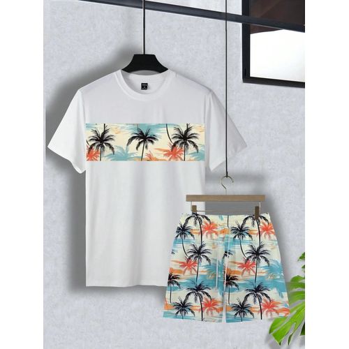 product_image_name-Dou-color-Men's Hawaiian Set 2-in-1 T-shirt and Shorts - Multi Color-2