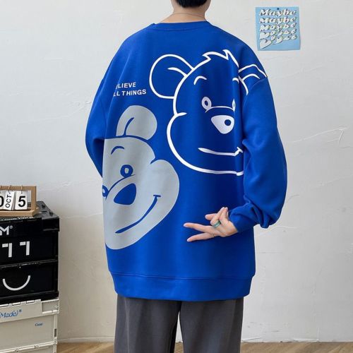 product_image_name-Generic-Bear Expression Heavyweight Hoodie - Blue Unisex Design-2