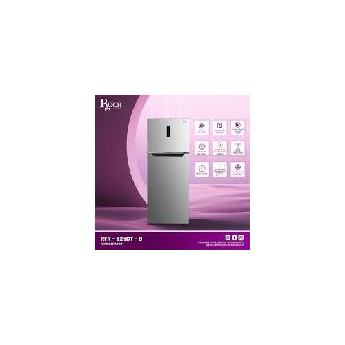 product_image_name-Roch- RFR-525DT-B Double Door Top Mount Refrigerator - Silver -415LTRS-3