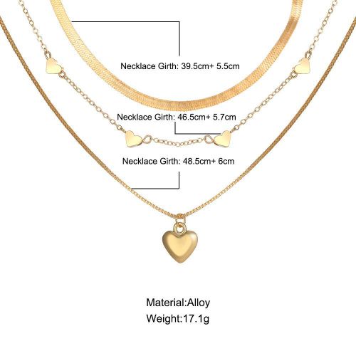 product_image_name-Fashion-Layered Heart Pendant Necklace - Gold Minimalist Design Stackable Choker-4