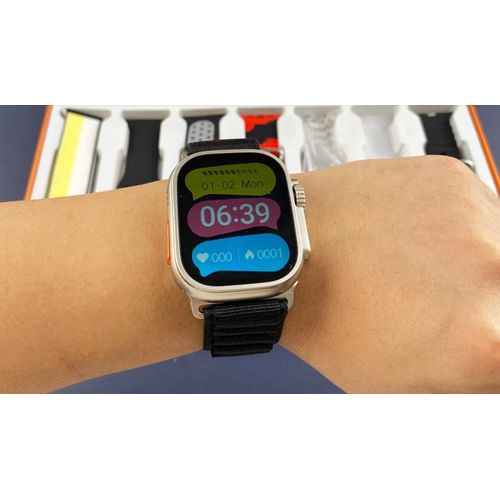 product_image_name-Generic-Ultra 3 Smartwatch + Earpod and 7 Beautiful Straps - Silver/Black-2