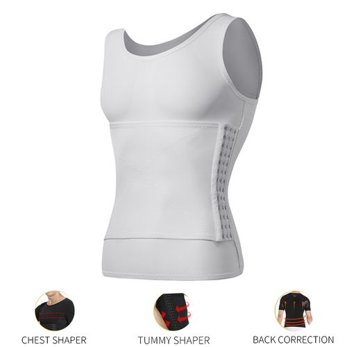 Shop Generic Flat Stomach Shaping Men Slimming Body Shaper Waist Trainer  Vest Tummy Posture Shirt Back Correction Abdomen Tank Top Shaperwear Online