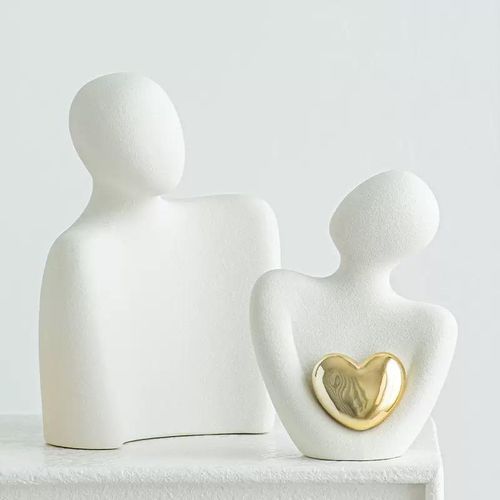 product_image_name-Generic-Abstract Ceramic Couple Figurine with Resin Heart Accent-2