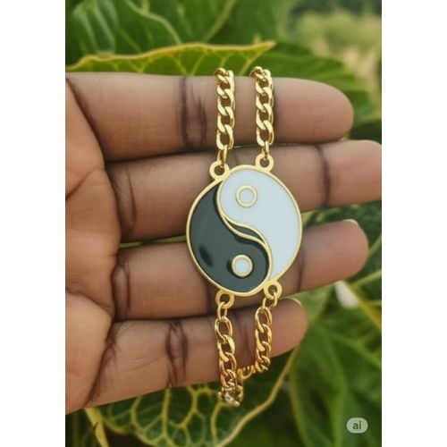 Generic Yin-Yang Matching Pendant Bracelet– Gold (Pair)