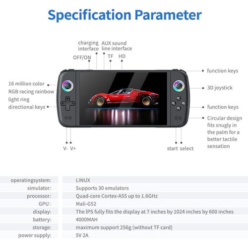 product_image_name-Generic-M27 7 inches Portable Retro Handheld Game Console 64GB - Black-5