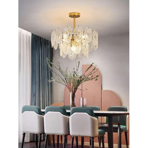 ESCLIGHTING LED Pendant Crystal Ceiling Chandeliers - Gold - image 3