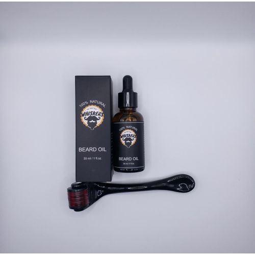 product_image_name-Generic-Whiskers 100% Natural Hair Beard Growth Oil + Derma Roller Kit (30ml)-1