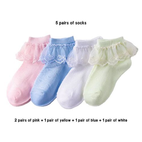 product_image_name-Fashion-5 Pairs Of Children's Socks Girls' Lace Socks Thin Princess Dance Socks Baby Socks-2