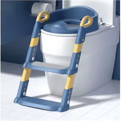 product_image_name-Generic-Kids Portable and Foldable Anti-Slip Potty Chair /Training Toilet Seat with Ladder - Blue/ Yellow-1