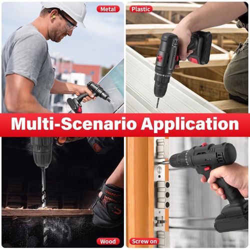 Generic Home electric drill power tool kit, 25+3 torque adjustment wireless drill set, adjustable speed - image 7