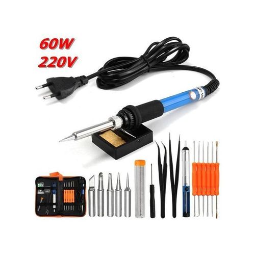 Soldering Iron Kit Adjustable Temperature Solder Iron 60W With 5 Iron Tips  US Plug