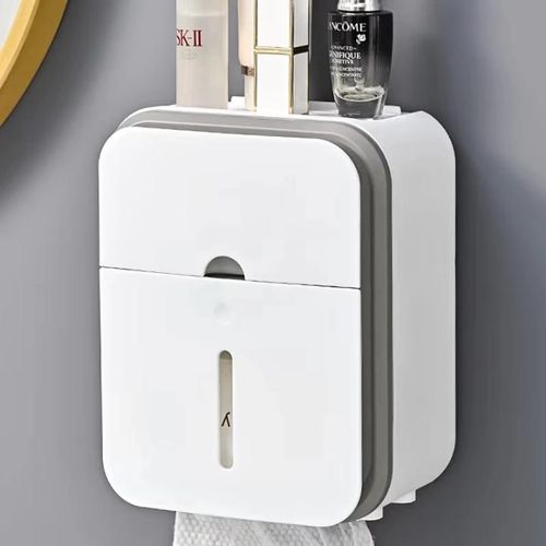 product_image_name-Oem-Stylish Wall-Mounted Toilet Paper Holder with Shelf & Storage. (white and ash )-1