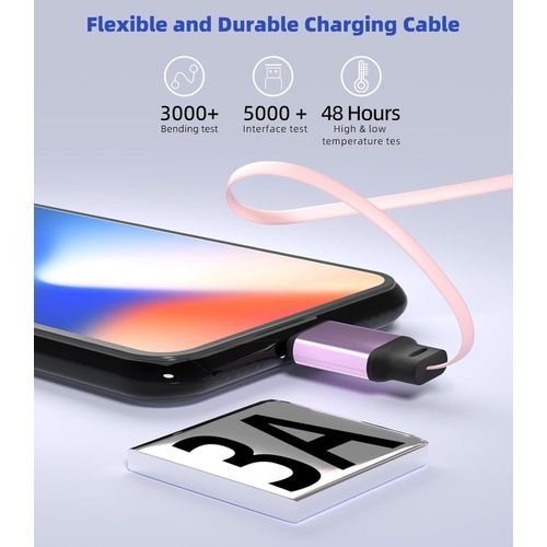 product_image_name-Advenza- 1 pc 3-IN-1 Retractable Fast Charging Cable(Type-C Mirco USB Lightning) Compatible with Android phones iPad Color: Pink-5