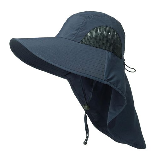 Shop Generic Foldable Waterproof Sun Hat with Neck Flap Outdoor Protection  for Men Navy Blue Online