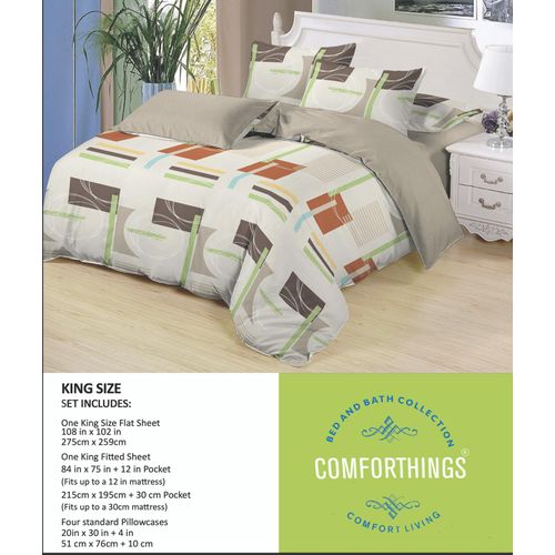 Comforthings King / Queen / Double Size Bedsheet Set (6Pcs Set) - Fitted sheet, Flat sheet & Pillowcases - image 4