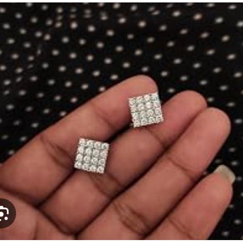 AD Silver Rectangular Fashionable Ear Ring - Silver - image 2