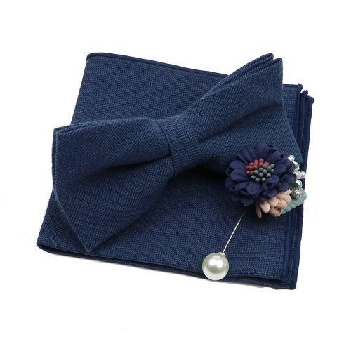 Shop Fashion Solid Color Mens Bowtie Brooch Set 100% Cotton Pink Blue Bow  Tie Flower Lapel Pin Romantic Wedding Party Suit Shirt Accessories Online