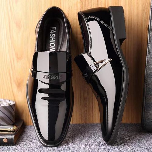 product_image_name-Fashion-Men's Tuxedo Dress Shoes Classic Formal Oxfords Faux Patent Leather Shoe Lace-up Dress Shoes for Business Wedding Suit - Black - Black - EU 45-2