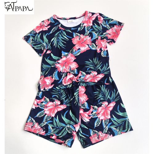 product_image_name-Catpapa-0-3 years old girl's summer short-sleeved suit, French rose romantic fashion, suitable for party gatherings, outings, home comfort and coolness-1