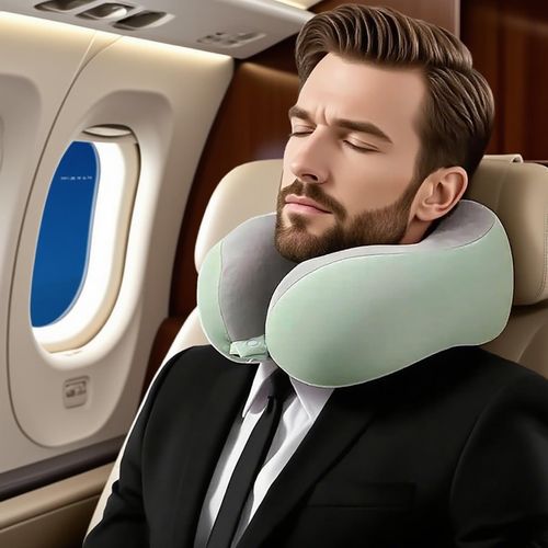 Generic Travel Pillow Memory Foam, Travel Neck Pillow 100% (Light Green) - image 3