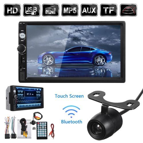 product_image_name-Generic-2 Din 7" HD Car Stereo Radio Player Bluetooth Touch Screen + Rear Camera Kit - Black-1