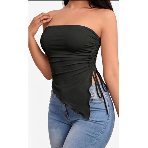 Generic white ruched side-tie tube top. - image 2